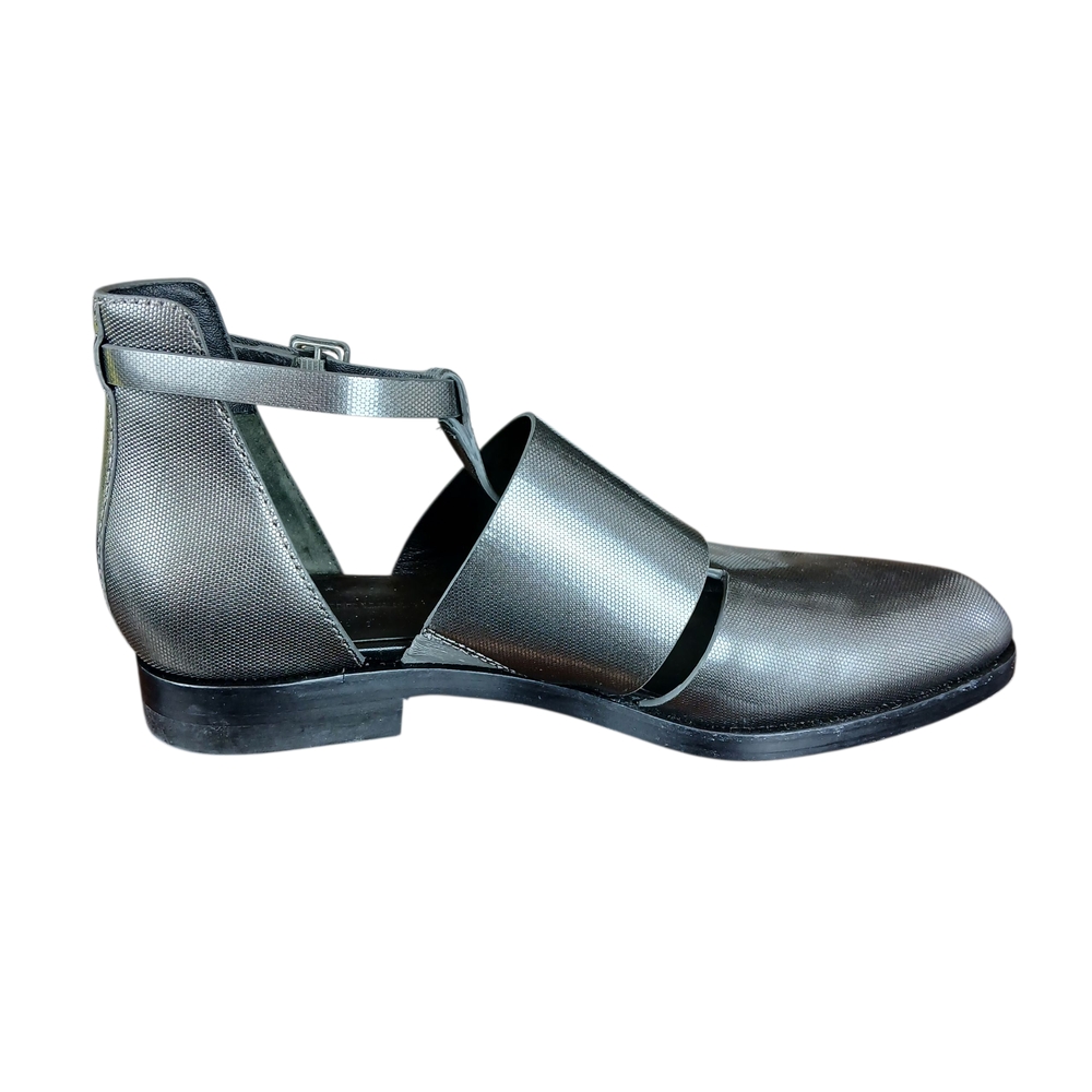 Alexander Wang Metallic Silver Cut Out Booties Sandal Gray Leather Size 6.5/37 - Picture 6 of 13